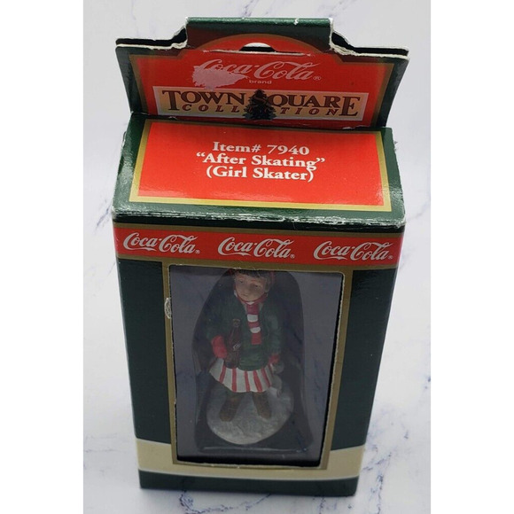 Coca Cola Town Square Village Accessory After Skating Girl With Ice Skates - Picture 2 of 8